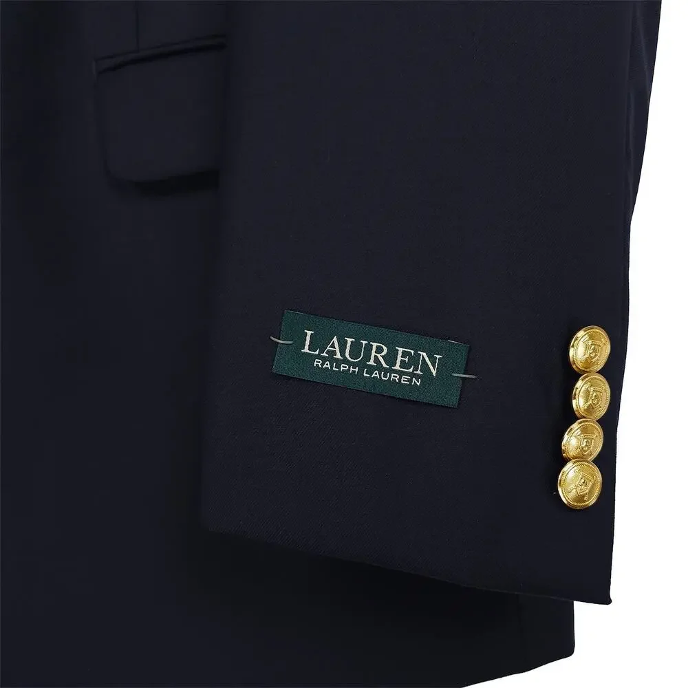 Lauren Ralph Lauren Mens Classic Fit Sport Coat 46R Navy Blue Solid Stretch Wool